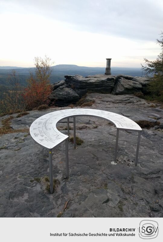 Panoramaerläuterung der Aussicht vom Großen Zschirnstein bei Reinhardtsdorf-Schöna