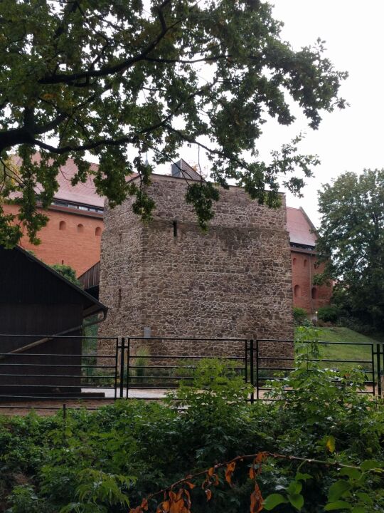 Die Alte Wasserkunst im Klostertierpark Riesa mit Aussichtsplattform .