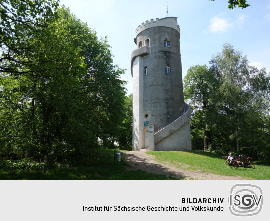 Der Albert-Turm auf dem Collm bei der Ortschaft Collm, heute Ortsteil von Wermsdorf.