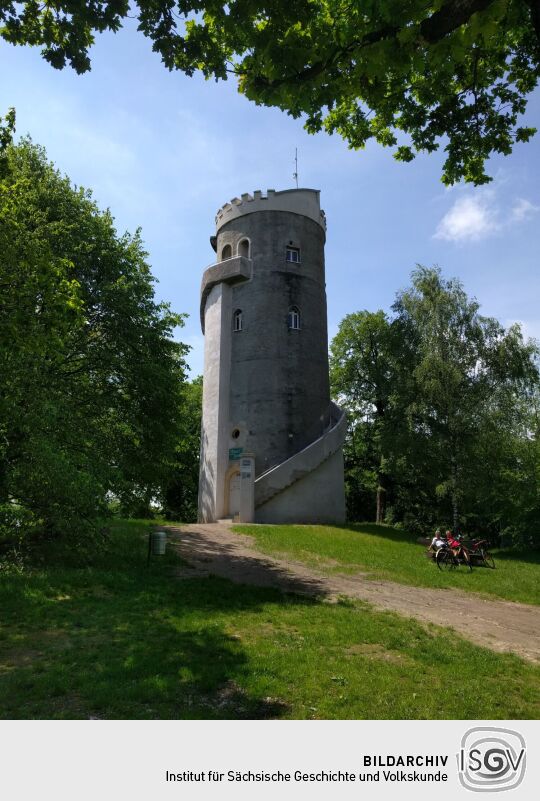 Der Albert-Turm auf dem Collm bei der Ortschaft Collm, heute Ortsteil von Wermsdorf.