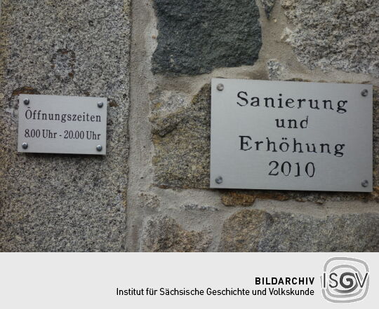 Infotafel am Lessingturm auf dem Kamenzer Hutberg.