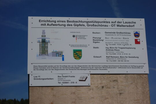 Bautafel für Beobachtungsstützpunkt auf der Lausche im Zittauer Gebirge.