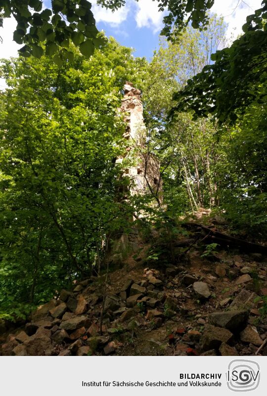 Die Ruine des Tischer- oder Mäuseturms in Radebeul-Oberlößnitz.