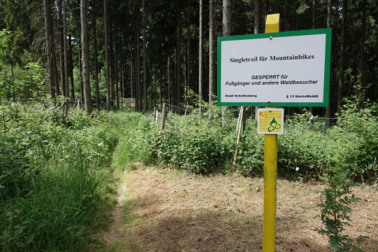 Startpunkt der Mountainbike-Strecke neben dem Aussichtsturm auf dem Scheibenberg.