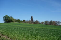 Ansicht des Bismarckturms auf dem Wachtelberg bei Wurzen vom Osterblumenweg.