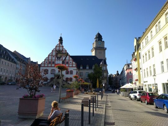 Das alte und das Neue Rathaus in Plauen.