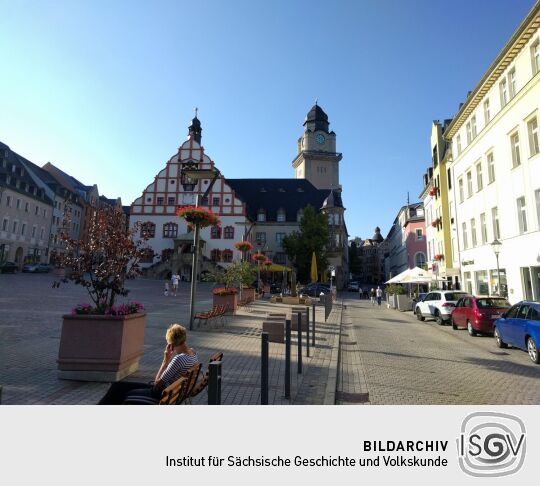 Das alte und das Neue Rathaus in Plauen.