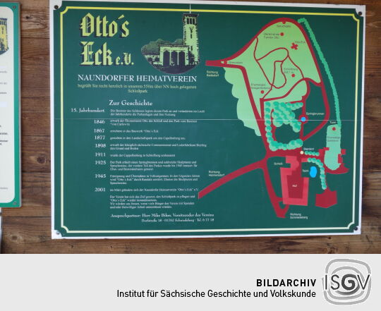 Infotafel zu Ottos Eck im Gutspark Naundorf bei Dippoldiswalde.