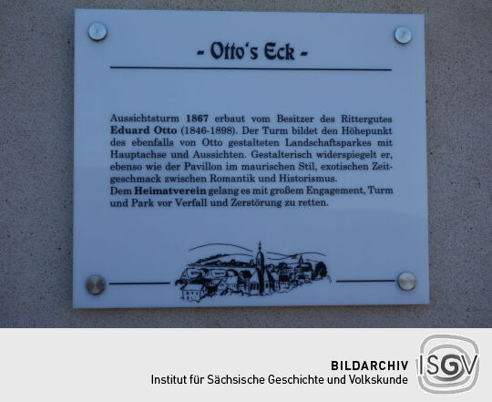 Infotafel an Ottos Eck im Gutspark Naundorf bei Dippoldiswalde.