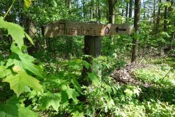 Wegweiser zum heutigen Aussichtspunkt an Beckenbergbaude bei Eibau.