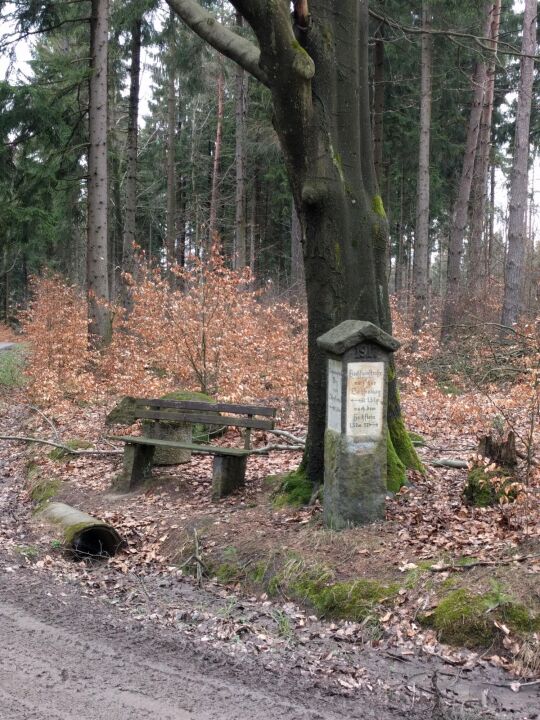 Historischer Wegweiser zum Hochstein bei Elstra.