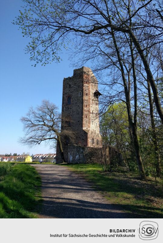 Der Turm der Ritterburg im Landschaftspark Machern.