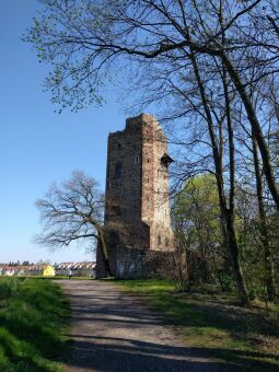 Der Turm der Ritterburg im Landschaftspark Machern.