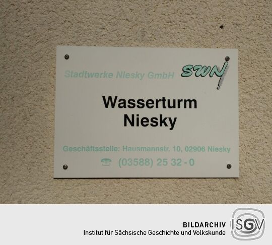 Inschrift am WasserTurm in Niesky.