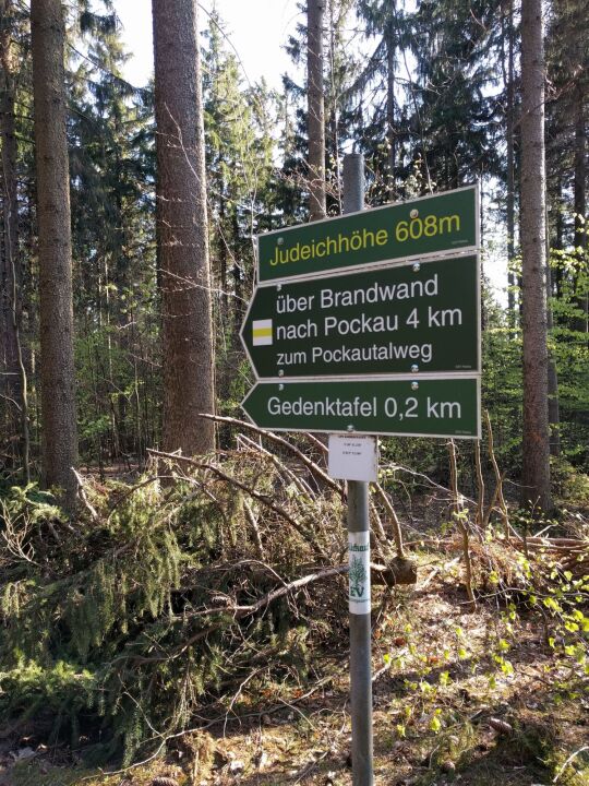 Wegweiser an der Judeichhöhe bei Lengefeld.