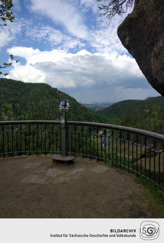 Das Münzfernrohr an der Berggaststätte auf dem Oybin.