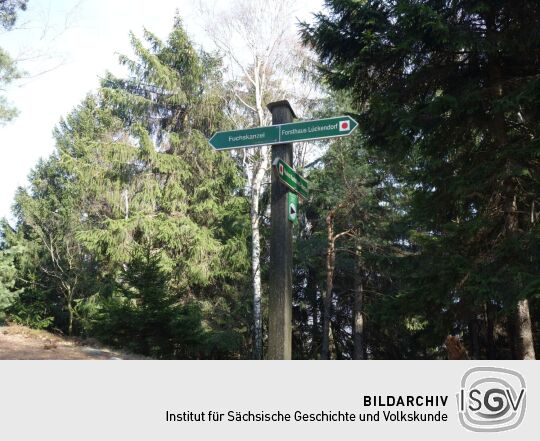 Wegweiser zwischen Lückendorf und Fuchskanzel im Zittauer Gebirge.