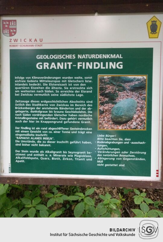 Infotafel im Knappengrund in Zwickau.