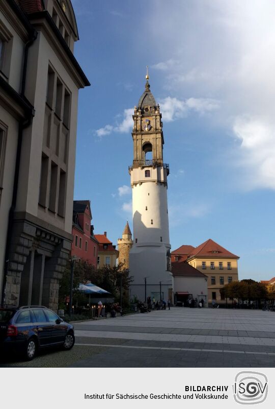 Der Reichenturm am Kornmarkt in Bautzen.