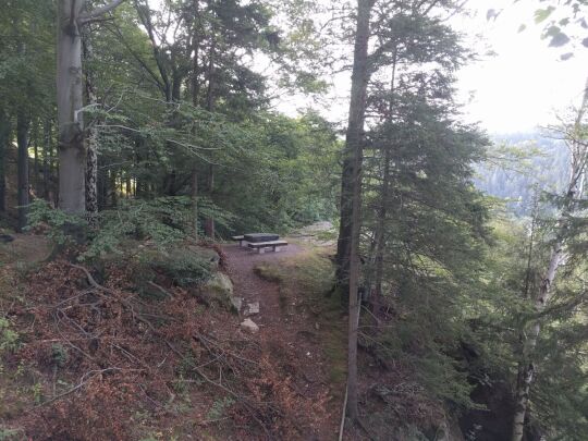Der Aussichtspunkt Stiftskanzel über dem Schwarzwassertal bei Ansprung.