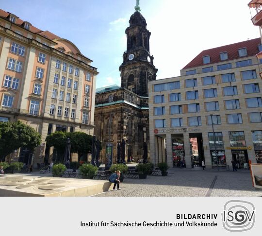 Die Kreuzkirche am Altmarkt in Dresden.