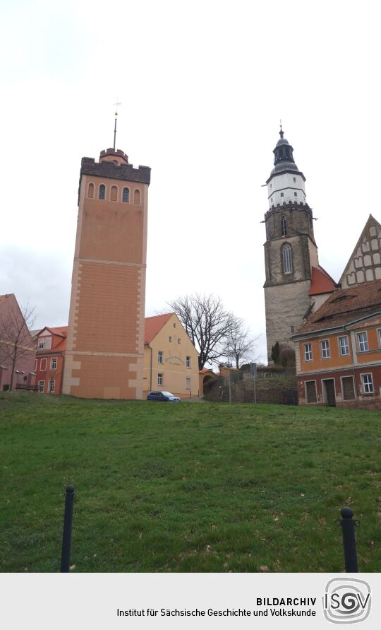 Der Rote Turm und die Kirche St. Marien in Kamenz.