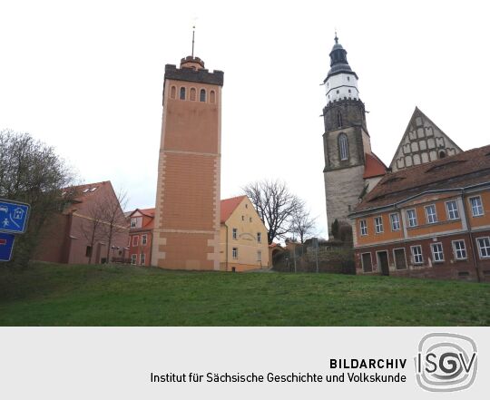 Der Rote Turm und die Kirche St. Marien in Kamenz.