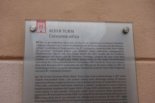 Infotafel am Roten Turm in Kamenz.