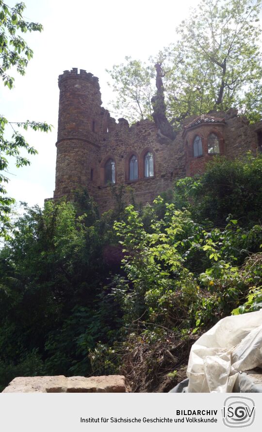 Die Aussichtsruine am Miruspark in Leisnig.