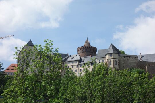 Ansicht der Burg Mildenstein in Leisnig aus westlicher Richtung.