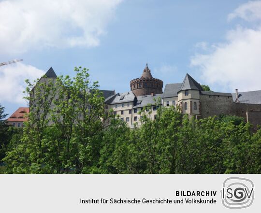 Ansicht der Burg Mildenstein in Leisnig aus westlicher Richtung.