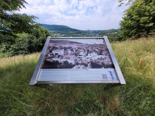 Infotafel zur Aussicht vom Biedenkopfblick am Hammerberg bei Aue-Bad Schlema.