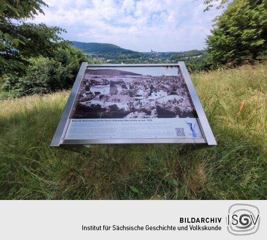 Infotafel zur Aussicht vom Biedenkopfblick am Hammerberg bei Aue-Bad Schlema.