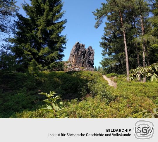 Der Aussichtsfelsen Hoher Stein bei Erlbach (Vysoký kámen, Kraslice).