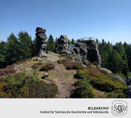 Der Aussichtsfelsen Hoher Stein bei Erlbach (Vysoký kámen, Kraslice).
