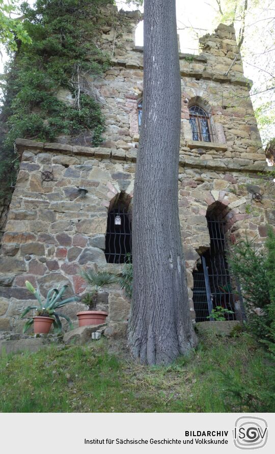 Blick an der Mulde entlang zur Großmühle in Grimma.