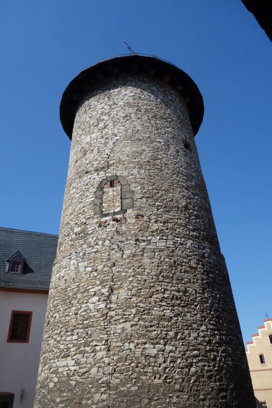 Der Bergfried von Schloß Voigtsberg in Oelsnitz/Vogtl.-Voigtsberg.