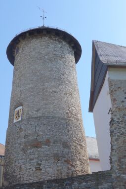 Bild: Der Bergfried von Schloß Voigtsberg in Oelsnitz/Vogtl.-Voigtsberg.