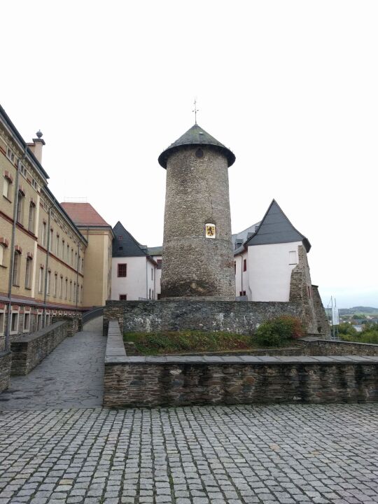 Der Bergfried von Schloß Voigtsberg in Oelsnitz/Vogtl.-Voigtsberg.