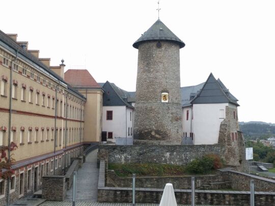 Der Bergfried von Schloß Voigtsberg in Oelsnitz/Vogtl.-Voigtsberg.