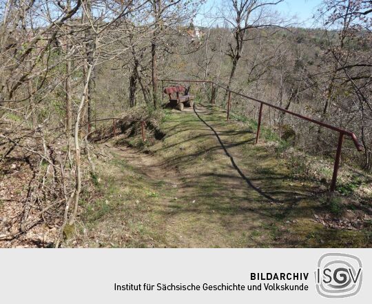 Ruhebank am Aufstieg zum Friedrich-August-Stein in Röttis.