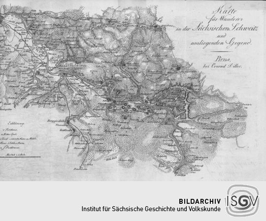 Karte für Wanderer in der Sächsischen Schweiz und umliegenden Gegend