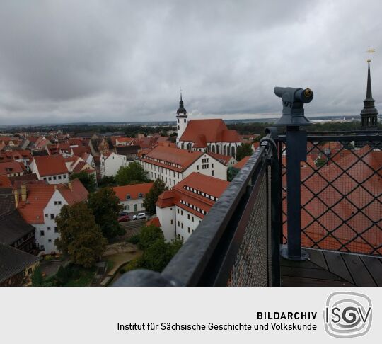 Blick vom Hausmannsturm von Schloss Hartenfels in Torgau.