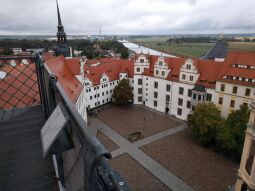 Blick vom Hausmannsturm von Schloss Hartenfels in Torgau.