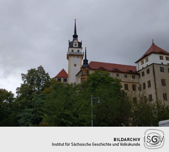 Das Schloss Hartenfels in Torgau mit dem Hausmannsturm.