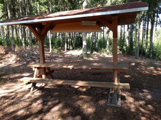 Ruhebank oberhalb des Aussichtspunktes Hoher Stein bei Böhrigen.