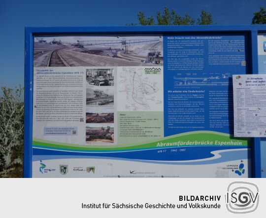 Infotafel am Aussichtspunkt am Störmthaler See bei Großpösna-Störmthal.