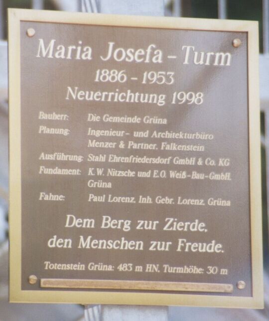 Infotafel am Maria-Josefa-Turm auf dem Totenstein bei Chemnitz-Grüna.