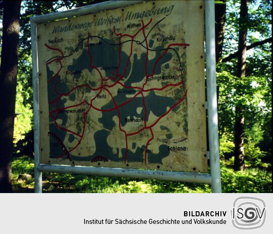 Infotafel an der Schurigbaude auf der Weifaer Höhe bei Steinigtwolmsdorf-Weifa.