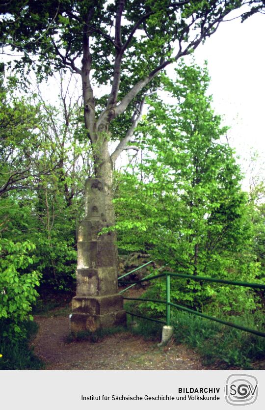 Der Wilischgipfel mit der Vermessungssäule bei Glashütte-Hermsdorf.